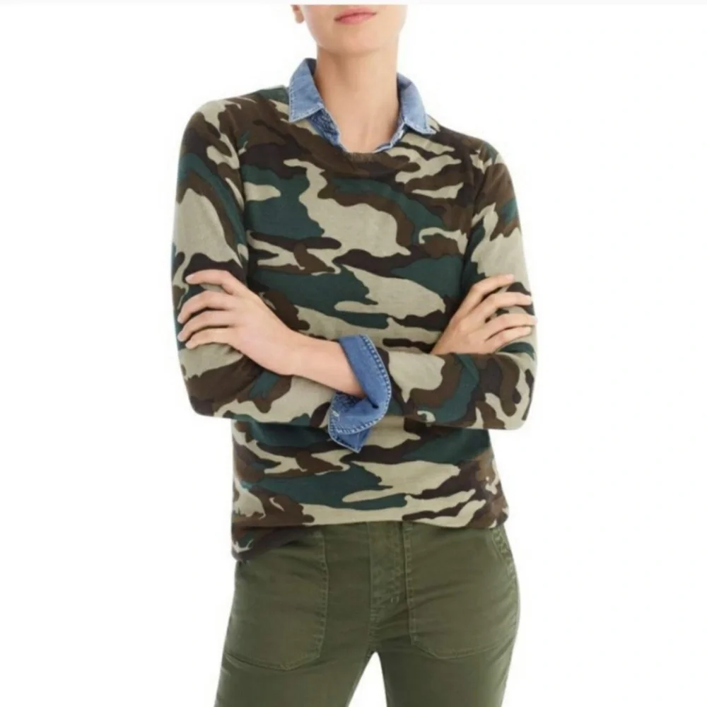 J. Crew lightweight merino wool camo sweater